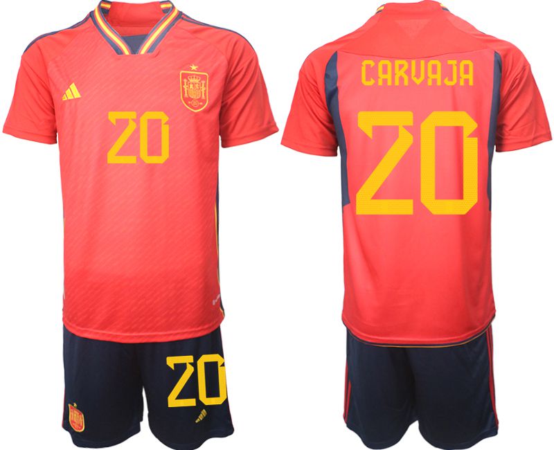 Men 2022 World Cup National Team Spain home red #20 Soccer Jerseys